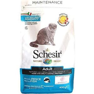 Schesir Cat Adult Maintenance vis, kattenvoer droog voor volwassenen en katten, droogvoer in zak, 1 verpakking (1 x 400 g)