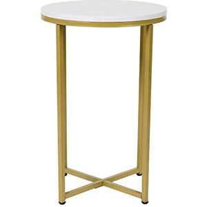 Flash Furniture Woonkamer eindtafel, ontworpen hout, wit marmer/mat goud, D x 16' B x 23,5' H