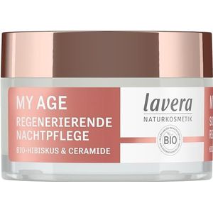 lavera MY AGE Nachtverzorging, nachtcrème tegen pigmentvlekken, voor rijpe huid, geeft spankracht en elasticiteit, veganistisch, natuurlijke cosmetica, 50 ml