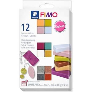 Staedtler 8023 C12-5 FIMO soft ovenhardende modelleermassa. Kartonnen etui met 12 gesorteerde fashion-kleuren.