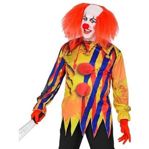 Widmann 29246 29246-kostuum killer-clown, bedrukt shirt met lange mouwen, themafeest, Halloween, heren, meerkleurig, XL/XXL