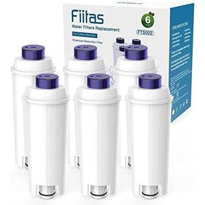 Fiitas Waterfilter voor Delonghi Dinamica Magnifica s ECAM volautomatische espressomachine DLSC002 De longhi filterpatronen, compatibel met ESAM, ETAM Series (6 stuks) FTS002