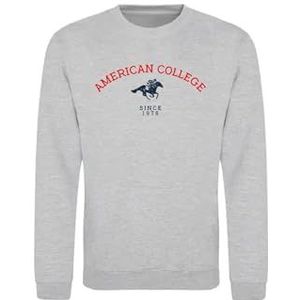 AMERICAN COLLEGE USA Sweatshirt Sweatshirt Print Warme Kleding Unisex Mannen en Vrouwen Casual Model ACSCRW3 MELL Grey XS, Grijs, XS