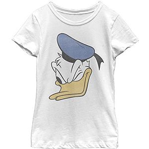 Disney Characters Donald Face Girl's Solid Crew Tee, White, X-Small, Weiß, XS