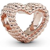 Pandora Open metalen parels hart bedel in roségoud met 14 karaat rosévergulde metaallegering uit de Pandora Moments Collection, Eén maat, Zilver, Geen edelsteen