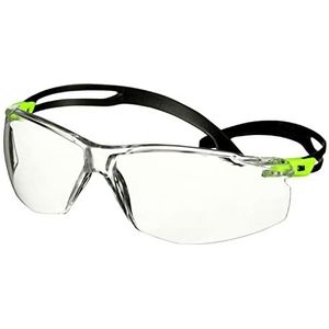 3M SecureFit 500 veiligheidsbril, groene beugel, Scotchgard anti-condens-coating (K&N), transparante schijf, SF501SGAF-GRN-EU