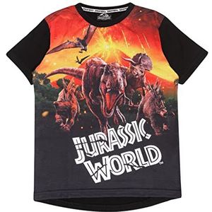 Jurassic World Vulkanausbruch Jungen-T-Shirt Schwarz 98 | Im Alter von 18 Monaten bis 13 Jahre, Kinderkleidung, All Over Print Dinosaurier-Top, Kleinkind zum Teenager, Jungen-Geburtstags-Geschenk-Idee