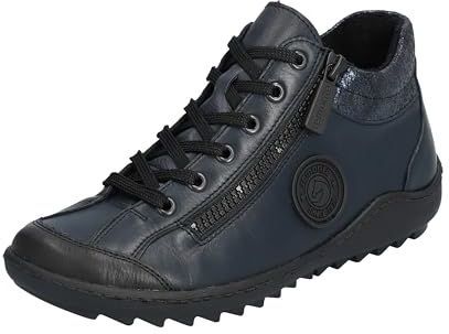 Veterboots - Donkerblauw/Zwart - Comfortschoenen - Sleehak - Ritssluiting