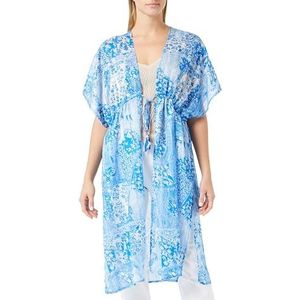 NALLY dames kimono, blauw-wit, S