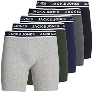 JACK & JONES Jacboxershorts voor heren, set van 5 boxershorts, combu groen/pak: DGM zwart-marineblauwe blazer -LGM, S, Combu groen/pak: dgm - zwart - marineblauwe blazer - Lgm, S