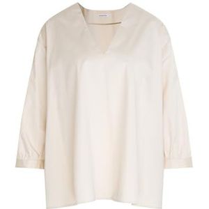 Seidensticker Blousejurk voor dames, modieuze blouse, regular fit, V-hals, 3/4-mouw, katoenmix, stretch, beige, 54 NL