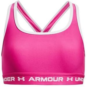 Under Armour Crossback Mid-impactsolid sportbeha voor meisjes, Rebel Roze / / Wit, 62