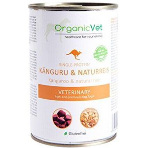 ORGANICVET Natvoer voor honden, Veterinary Single-Proteïne, kangoeroe- en natuurlijke rijst, verpakking van 6 stuks (6 x 400 g)