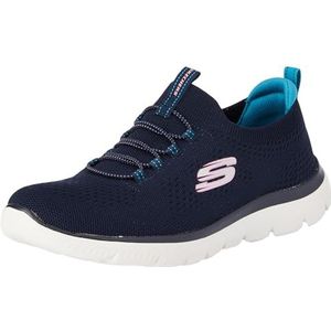 Skechers Summits Sneaker voor dames, Marineblauw Gebreid Blauwgroen Roze, 39 EU