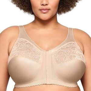 Glamorise Vrouwen Plus Size Front-Close T-Back Wonderwire Onderdraad #1246, Zwart, 110H