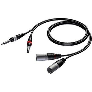 PROCAB Audiokabel 3 m 2 x XLR stekker/2 Jack 6,3 mm Mono