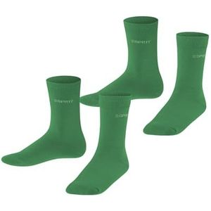 ESPRIT Uniseks-kind Sokken Foot Logo 2-Pack K SO Katoen eenkleurig Multipack 2 Paar, Groen (Apple 7200), 27-30