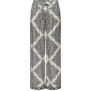ONLY - ONLHAIRON - Broek - Zwart/Wit - Wide Leg - High Waist