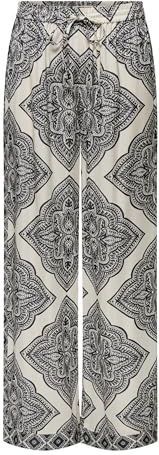 ONLY - ONLHAIRON - Broek - Zwart/Wit - Wide Leg - High Waist