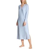 CALIDA Elegant Dreams nachthemd met lange mouwen voor dames, lengte 120 cm, met kanten details, zacht en vloeiend, Harmony Blauw, 48-50