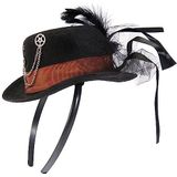 Widmann 09645 - cilinder steampunk, mini-hoed op haarbanden, victoriaans staal, hoofdsieraad, accessoire, kostuumaccessoires, themafeest, carnaval, zwart