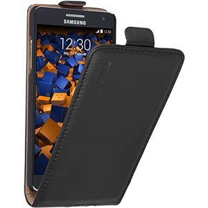 mumbi Echt lederen flip case compatibel met Samsung Galaxy A5 2015 hoes lederen tas case wallet, zwart