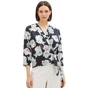 TOM TAILOR Wikkelblouse voor dames met bloemenpatroon, 32413-tie Dye Flower Design, 38