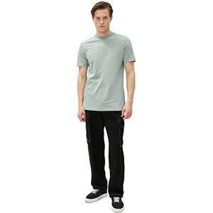 Koton Basic T-shirt voor heren, ronde hals, slim fit, korte mouwen, katoen, groen (786), L