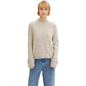 TOM TAILOR Denim Dames Pullover met omgeslagen mouwen 1033056, 30224 - Cloud Grey Melange, M