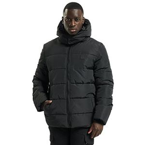 Urban Classics Donsjack voor heren, met capuchon, gewatteerde jas, gevoerd met afneembare capuchon, in vele kleuren, maten S - 5XL, zwart, 4XL