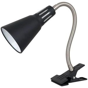 PRENDELUZ Zwarte klemlamp, 40 W, E14, ideaal voor oppervlakken, verstelbaar