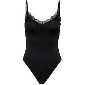 Only Dames Onllimonna S/L Lace Singlet Body JRS, zwart, s, zwart, S
