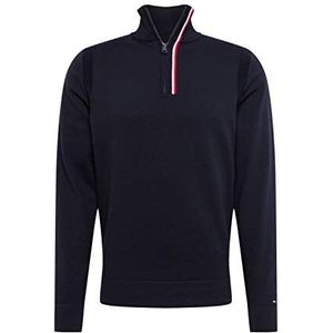 Tommy Hilfiger Heren Global Stripe Branded Zip Mock Sweatshirt, zwart, XS