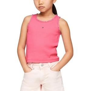 Tommy Hilfiger Essential Rib Lace tanktop gebreid voor meisjes, Glamour Roze, 12 jaar