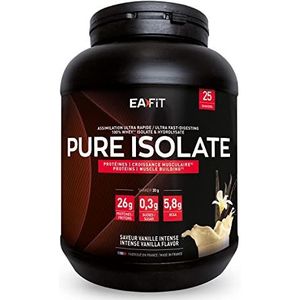 Pure Isolate | Vanilla 750g | 81% Eiwit | Laag Suiker & Laag Vetgehalte | Spiergroei | Koude Microfiltratie | 6,9g Bcaa | Anti-Doping Gecertificeerd | Frans Merk | EAFIT