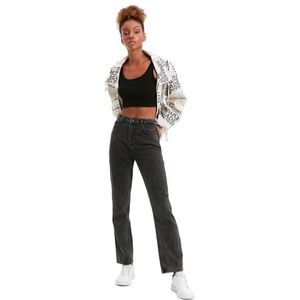 Trendyol Vrouwen Hoge Taille Rechte Been Bootcut & Flared Jeans, Zwart, 62