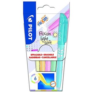 PILOT FriXion Light Soft, uitwisbare markeerstiften, set van 6 (pastelroze, -geel, -paars, -blauw, -oranje, -groen)