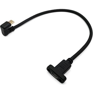 SYSTEM-S USB 3.1 U turn 30 cm kabel type C stekker naar bus 360° hoek schroef zwart