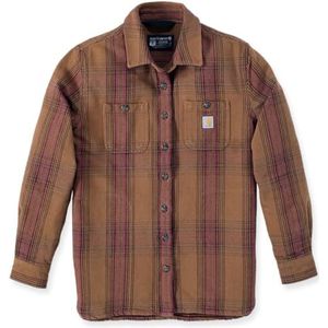 Carhartt Dames shirt met lange mouwen Twill L, S Plaid Shirt, Kleur: Carhartt Brown, Maat: XS, bruin (carhartt brown), XS