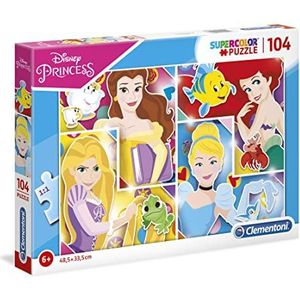 Clementoni Kinderen Puzzel, Disney Princesses - 104 Stukjes - Supercolor Puzzle, 6+ jaar, 27146