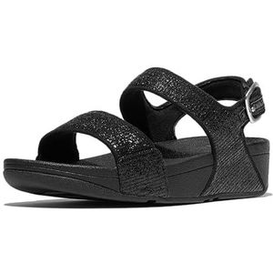Fitflop Lulu Crinkled-Shimmer sandalen met rugband voor dames, metallic zwart, 37 EU