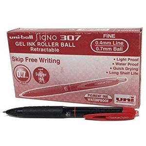 Uni-ball 153544009 UMN-307 Signo 307 RT gelpen 12 stuks rood. 12 Stuk Rood (Red Gel)