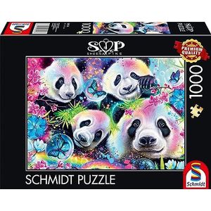 Schmidt Spiele 58516 Sheena Pike, Neon Bloemenpanda's, 1000 stukjes Puzzel