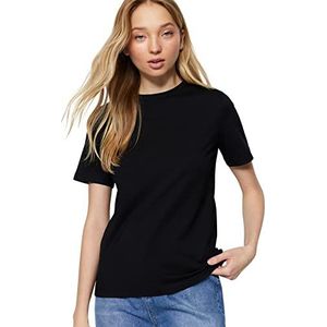 Trendyol Gebreid T-shirt voor dames, regular fit, basic, ronde hals, Zwart, M