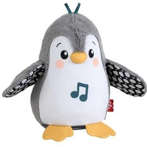 Fisher-Price Knuffelspeelgoed om op de buik te spelen voor pasgeborenen, Wapper en Wiebel Pinguïn, zintuiglijk babyspeelgoed met muziek en beweging HNC10
