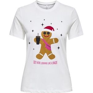 Onlxmas Life Yrsa Christmas S/S Top JRS, cloud dancer, M