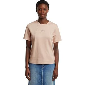 G-STAR - Shirt - Beige - Ronde Hals - Kwartmouw