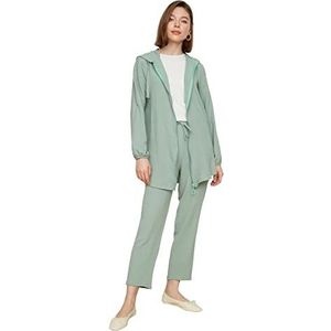 Trendyol Vrouwen Plain Stopper Gedetailleerde Geweven Tuniek Bescheiden Boven-Bodem Sets, Munt, 64