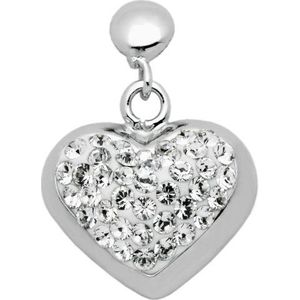 Carlo Monti Dames-oorstekers Behang 925 / Sterling zilver gerhodineerd, hartvormig met witte kristalstenen JCM1133-218