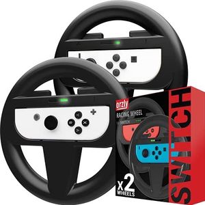 Orzly 2 x stuurwielen voor Nintendo Switch – 2 x zwart stuurwiel voor de Joy-Cons Controller van de Nintendo Switch (2017) – Twin Pack